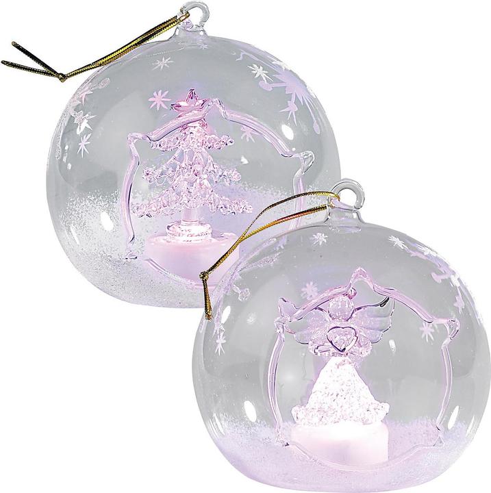 Image du produit Lunartec Ornements en verre LED soufflés à la bouche en forme de boule, lot de 2 (2 -pièce)