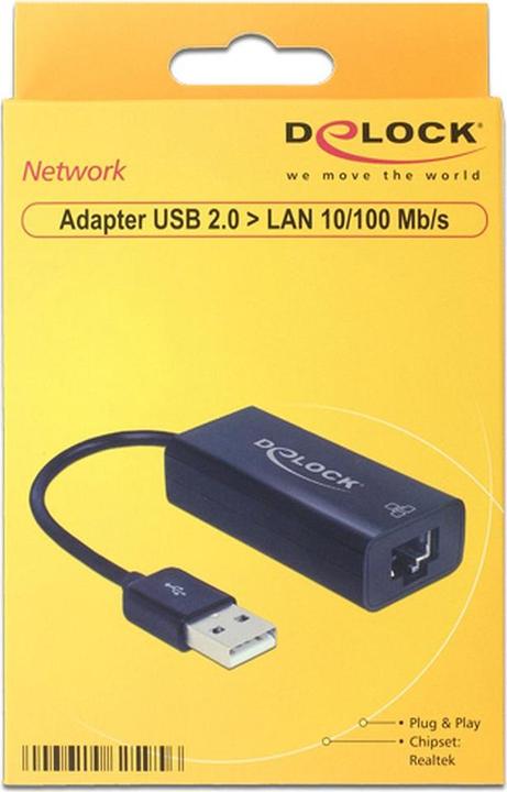 Actual product image Delock Adapter USB 2.0 > LAN 10/100 Mb/s (USB 2.0, RJ45 (1x))
