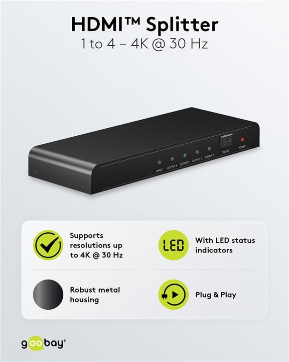 Produktbild Goobay HDMI-Splitter 1 auf 4 4K @ 30 Hz