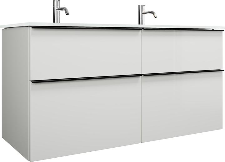 Weiss Hochglanz / Weiss Glänzend, Griffleiste Schwarz Matt G0252