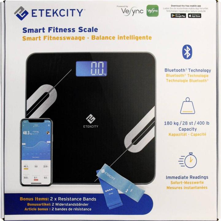 Actual product image Etekcity Bluetooth Body Fat Scale Smart Digital Scale- Black (180 kg)