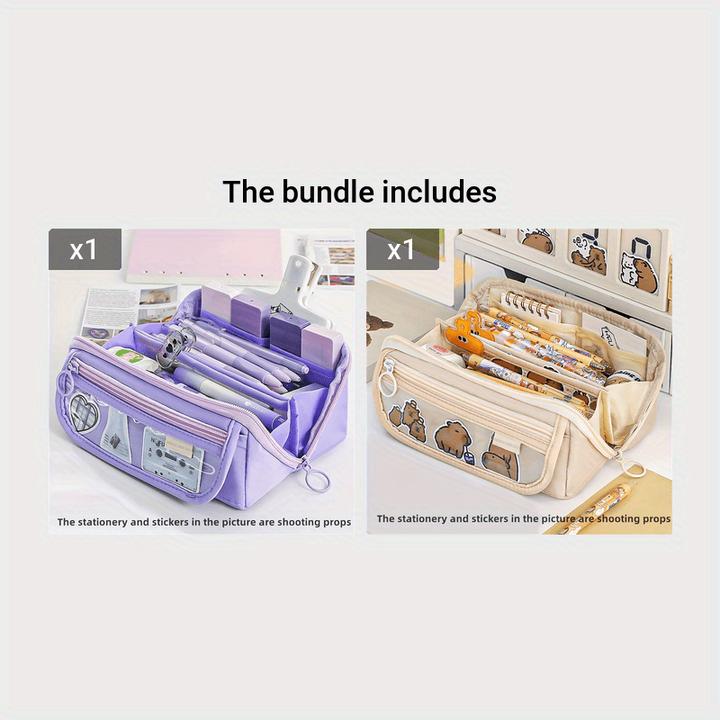 Produktbild Only-Bags.Store Extra grosses Federmäppchen - Strapazierfähiges Polyester, Organizer mit mehreren Fächern für