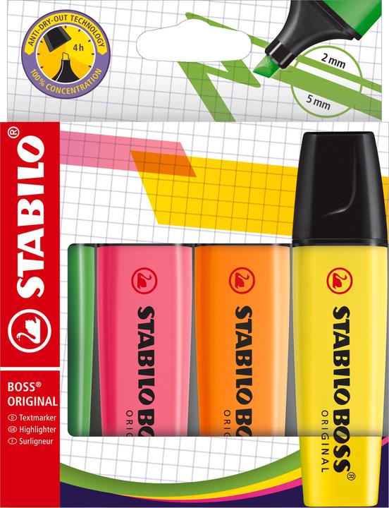 Immagine prodotto STABILO Evidenziatore BOSS ORIGINAL (Pink, Giallo, Verde, Arancia, 5 mm, 4 x)
