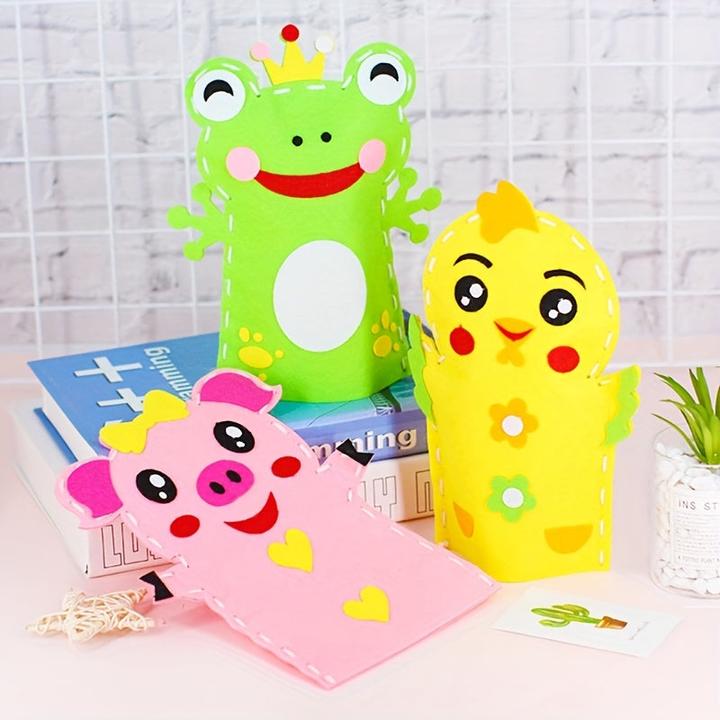 Image du produit Activity Board Animaux non tissés fabriqués à la main, marionnettes à main pour enfants, jouets à main pour l'art
