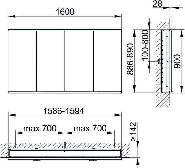 Image du produit Keuco Armoire de toilette ROYAL MODULAR 2.0 Largeur 1600mm Hauteur 900mm Profondeur 160mm