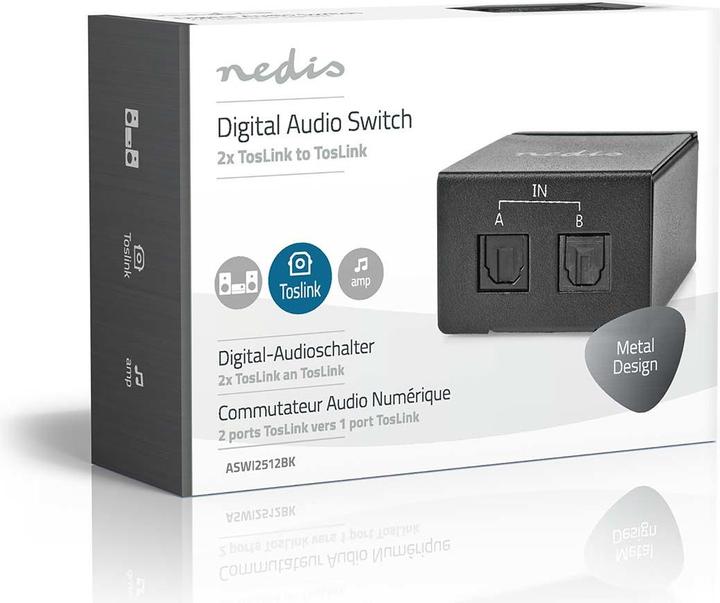 Actual product image Nedis Digital Audio Switch | 2-way | Connectors - Input: DC Power / 2x TosLink | Connectors - Output