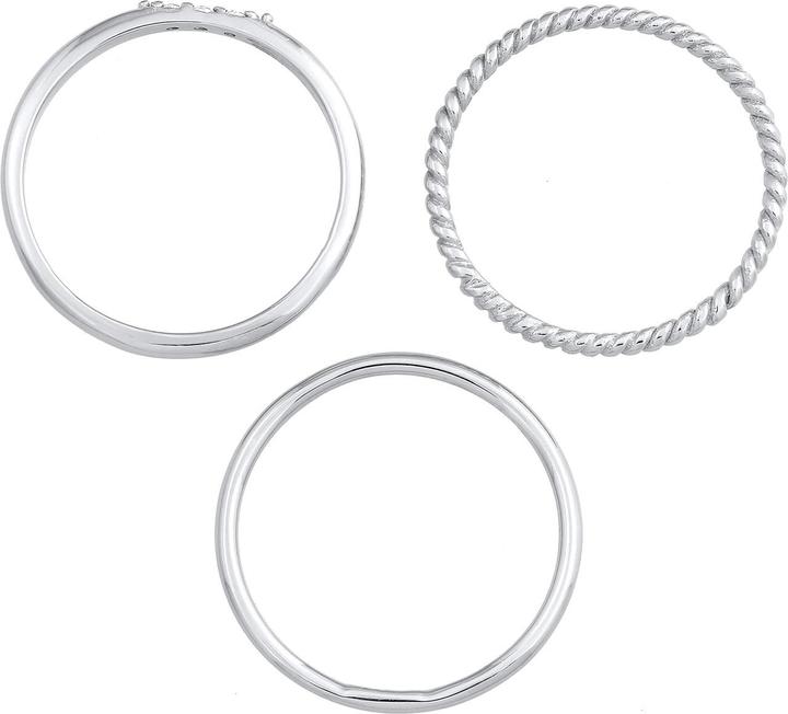 Image du produit Elli Bague en ruban, bague en cristal, ensemble de bagues (56, Argent 925)