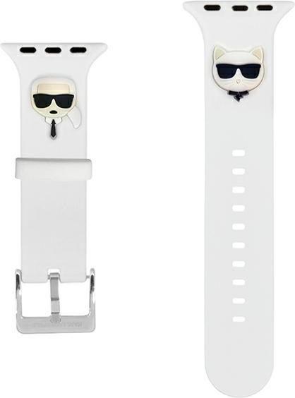 Immagine prodotto Karl Lagerfeld Pasek KLAWLSLCKW Apple Watch 42/44/45mm cinturino in silicone bianco Karl & Choupette H (Silicone)