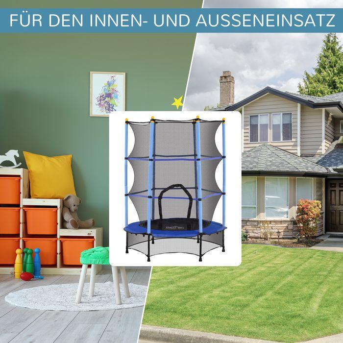 Actual product image Swisshandel24 Kinder Trampolin Ø140 cm, Trampolin für Kinder 3-10 Jahre, Gartentrampolin, blau (140 cm)