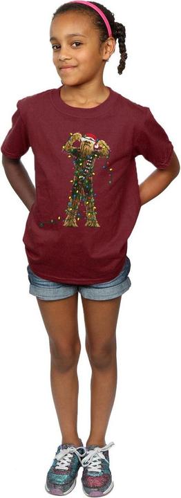 Actual product image Star Wars Girls Chewbacca Christmas Lights Cotton T-Shirt (140, 146)
