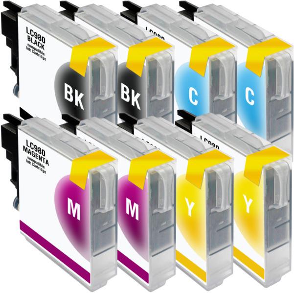 Actual product image Inkadoo Printer cartridges multipack compatible with Brother LC-980 VAL BP contains 8x ink cartridge (M, C, Y, FC)