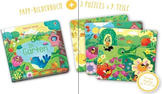 Immagine prodotto Usborne Verlag - Erstes Puzzle & Buch: Im Garten (9 pezzi)