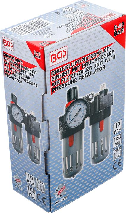 Immagine prodotto BGS Unità di filtraggio e lubrificazione dell'aria compressa con regolatore di pressione