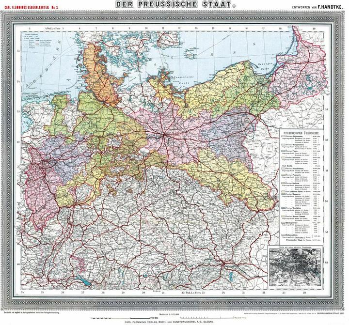 Image du produit Historische Preussenkarte / DER PREUSSISCHE STAAT - 1905 (gerollt) (1 pcs)