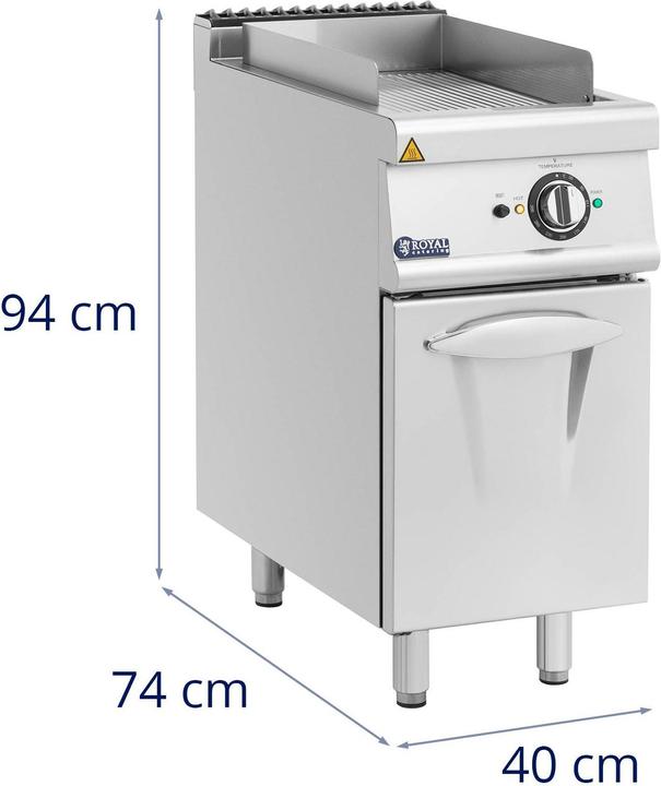 Produktbild Royal Catering Elektro-Grillplatte mit Unterschrank 5,4 kW geriffelt 50 - 300 °C Edelstahl (5.40 kW)