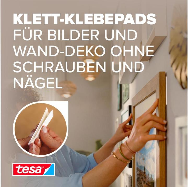 Actual product image tesa Powerstrips CLICK - Velcro adhesive pads - Hanging pictures without drilling - Small 1.8kg - 16 x 2 (20 mm)