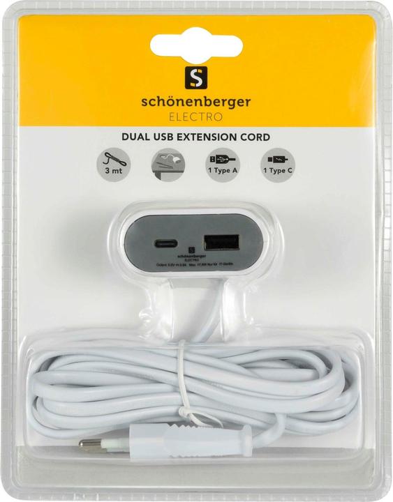 Produktbild Schönenberger Steckdosenleiste (2 x, USB-A, USB-C, 3 m)