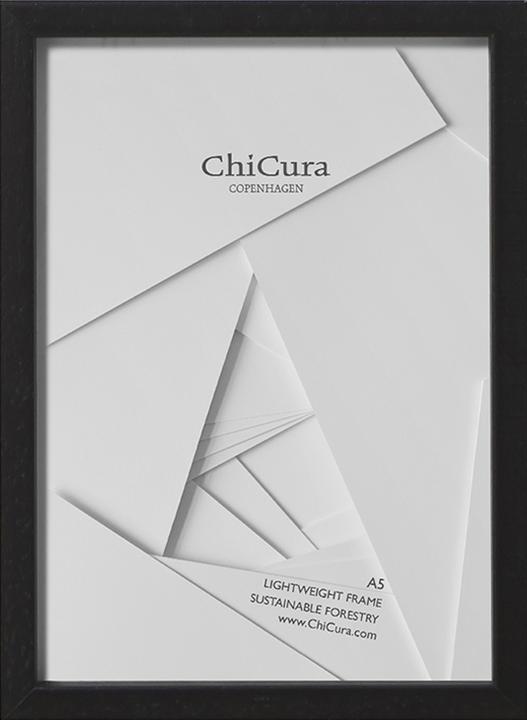 ChiCura Cadre en bois - A5 - Noir - Acrylique anti-reflet