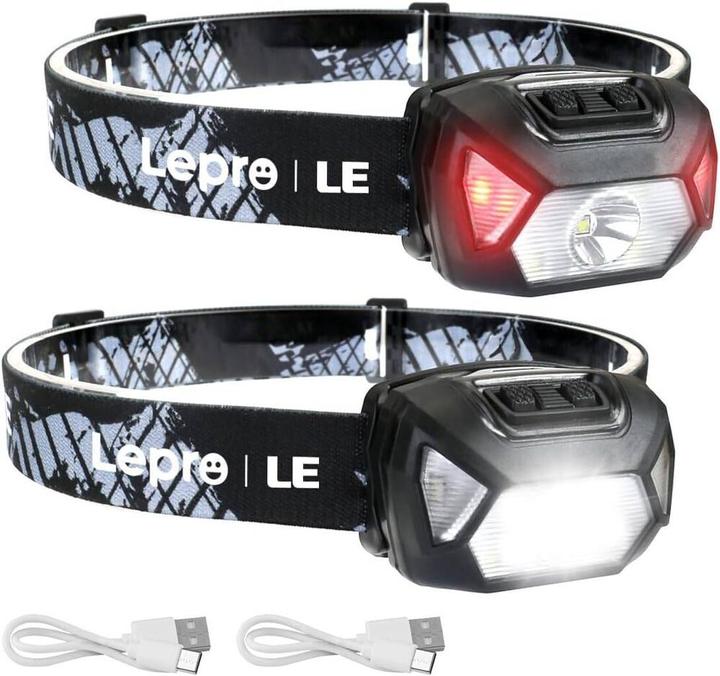 Actual product image Lepro LED-Stirnlampe Pack à 2 Stück (300 lm)