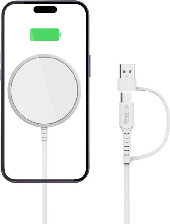 Image du produit Tech-Protect QI15W-A25 chargeur MagSafe 15W à induction avec câble USB-A / USB-C - blanc (15 W)