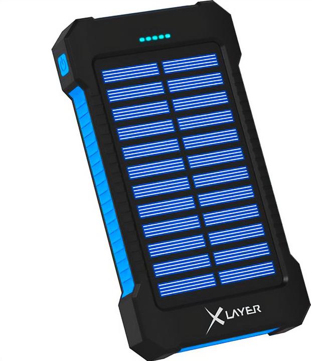 Actual product image Xlayer Powerbank PLUS Solar Black/Blue 8000mAh (8000 mAh, 5 W, 29.60 Wh)