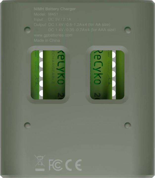 Image du produit GP Batteries ReCyko M451/270 4-Port USB Ladegerät inkl.4xAA NiMh 2600mAh (5 pcs, AA, 2600 mAh, Batterie)