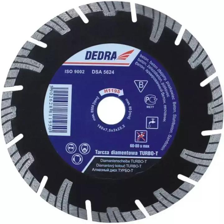 Actual product image Dedra Turbo-T diamond saw blade for cutting reinforced concrete 230 mm 25.4 mm H1197E