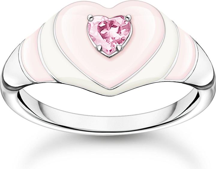 Image du produit Thomas Sabo Bague coeur avec pierre rose argent (54, Argent 925)