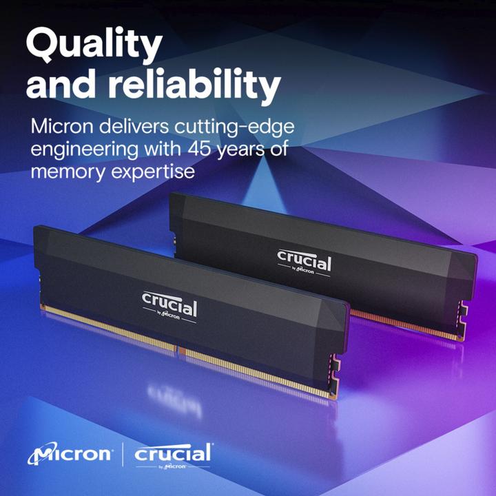 Actual product image Crucial Pro DDR5-6400 Kit 32GB 2x16GB UDIMM CL38 B Overclocking (2 x 16GB, 6400 MHz, DDR5 RAM, U-DIMM)