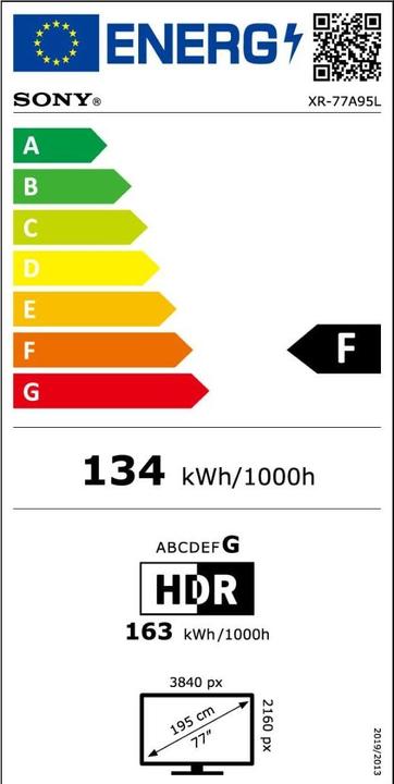 Energie-Label Sony FWD-77A95L 77IN QD-OLED (77", A95L, QD-OLED, 4K, 2023)