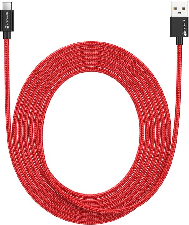 Actual product image PhoneLook Long charging cable (3 metres) USB-C to USB-A nylon (3 m)