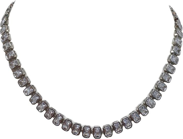 L'Officiel Collana girocollo cm 42 rodiata con zirconi rettangolari