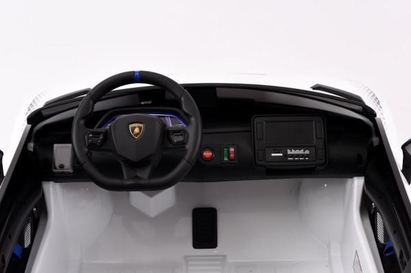 Produktbild Es-toys Elektro Kinderfahrzeug “Lamborghini Aventador SVJ Xago 2 Sitzer” – lizenziert -MP3, Ledersit (12 V)