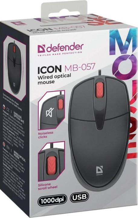 Produktbild Defender ICON MB-057 1000 DPI kabelgebundene Silent-Click-Maus (Kabelgebunden)