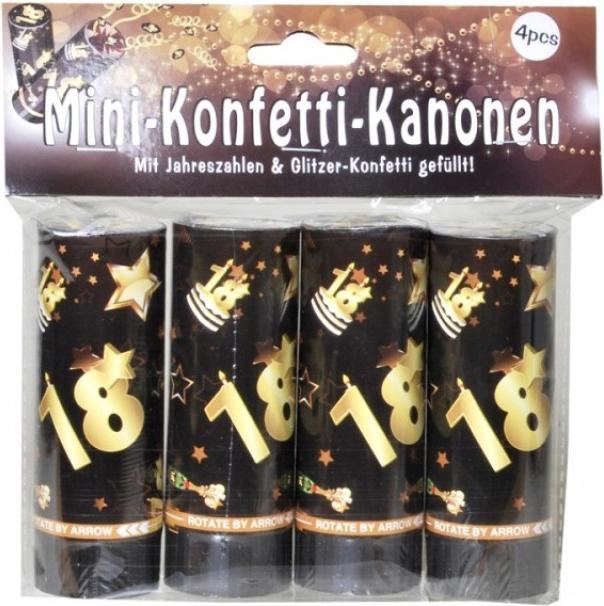 Image du produit UdoS Mini canon à confettis pour le 18e anniversaire en noir et or- 4 pièces