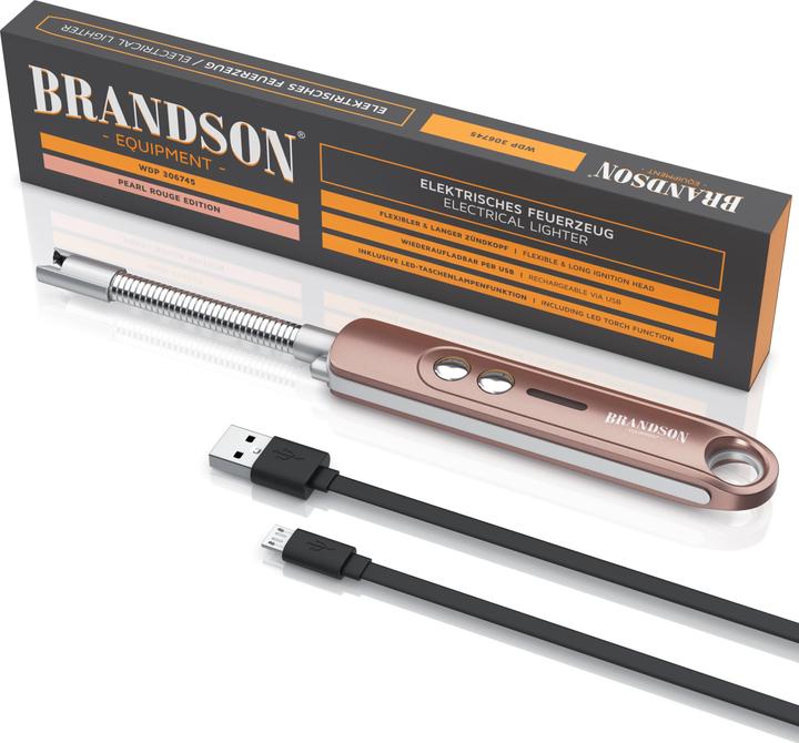 Brandson Stabfeuerzeug elektrisch, Lichtbogen Feuerzeug, Kerzenanzünder, USB aufladbar, für Kamin, Grill