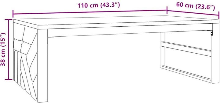 Image du produit VidaXL Table basse 110x60x38 cm en teck massif (110 x 60 x 38 cm)