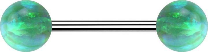 Produktbild Star Piercing Micro Barbell silber mit zwei Kugeln Opal grün (ohne Messing, Chirurgenstahl 316L)