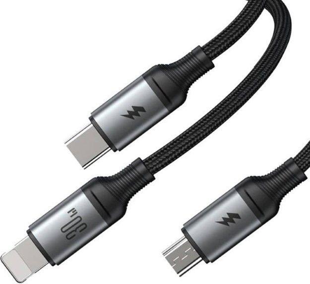 Image du produit Joyroom Cable Speedy USB SA21-1T3, 3 in 1/ 30W/Cable 1.2m (black) (1.20 m)