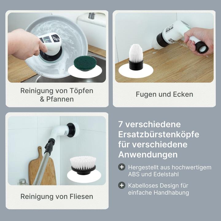 Image du produit Hermex 7in1 Elektrische Reinigungsbürste Schrubber Reinigungswerkzeug Bürste Scrubber (1 pcs)