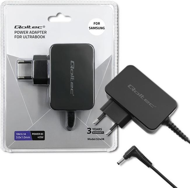 Actual product image Qoltec Power supply for Samsung Ultrabook 40W | 19v | 2.1a | 3.0*1.0 (40 W)
