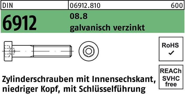 Produktbild Reyher Zylinderschraube DIN 6912 m.Innensechskant M 16 x 70 8.8 galvanisch verzinkt (50 Schrauben pro Stück)
