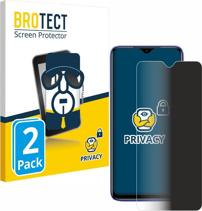 Productafbeelding BROTECT Anti-spionnetje privacyfolie Beschermfolie tegen blauw licht (2 Stuk, Xiaomi Redmi 9T)