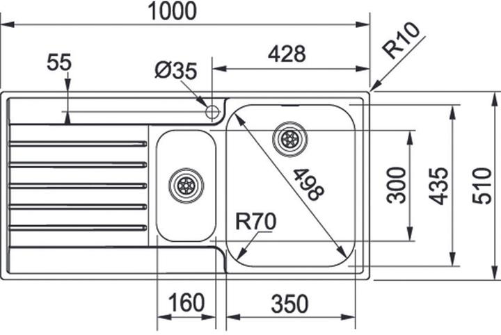 Immagine prodotto Franke Argos AGX 651 (Lavandino montato in alto, 100 cm, 51 cm)