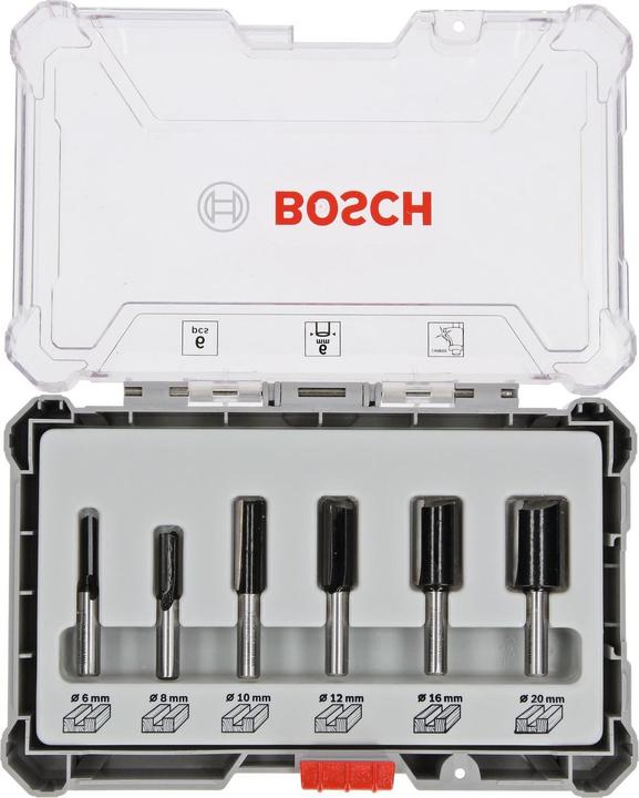 Bosch Professional Zubehör 6-teiliges Nutfräser-Set, 6-mm-Schaft für Handfräsen
