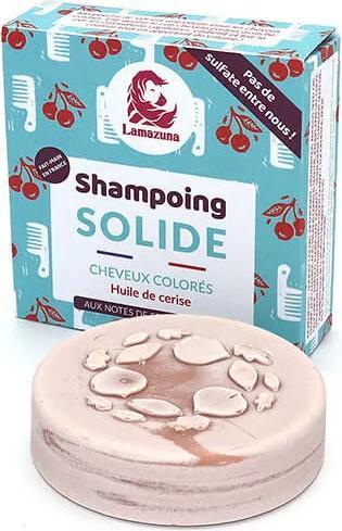 Lamazuna Festes Shampoo coloriertes Haar Kirschkernöl - 70ml - (70 ml, Festes Shampoo)