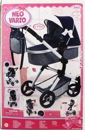 Productafbeelding Bayer Design 18481AB Neo Vario Combi Poppenwagen met Tas, Blauw, Wit