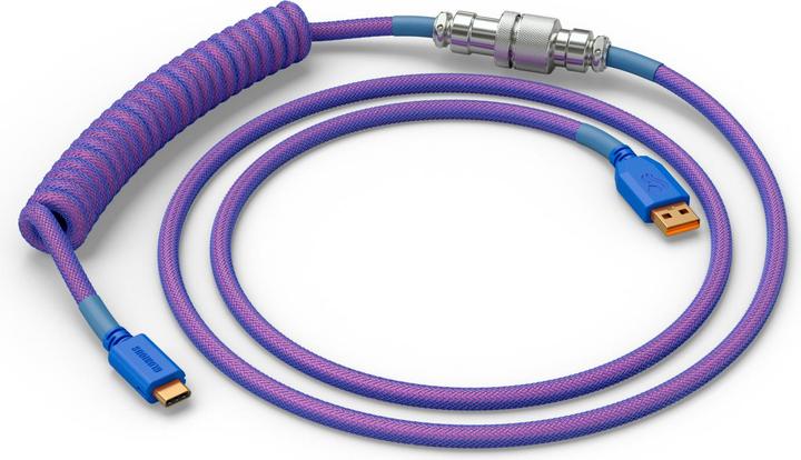 Image du produit Glorious GMMK Coiled Cable Nebula, Câble spiralé, USB-C/USB-A - violet/argenté