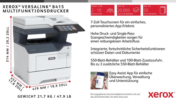 Produktbild Xerox VersaLink B415DN (Laser, Schwarz-Weiss)