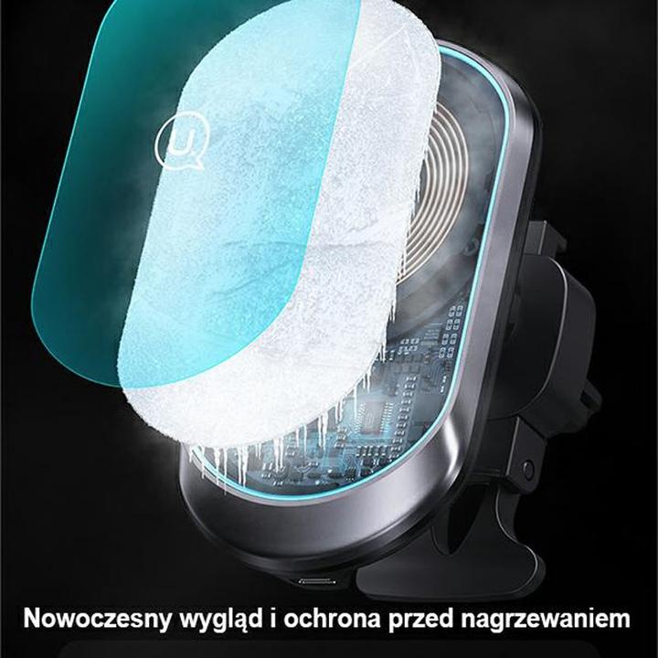 Image du produit Usams Magnetyczny uchwyt indukcyjny Wireless Charging 15W do kratki went. czarny/black CD182ZJ01 (US
